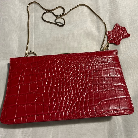 Womens handbag/shoulder bag. Faux Leather.Purse. Gianni Bernini, Red, alligator - Picture 2 of 8